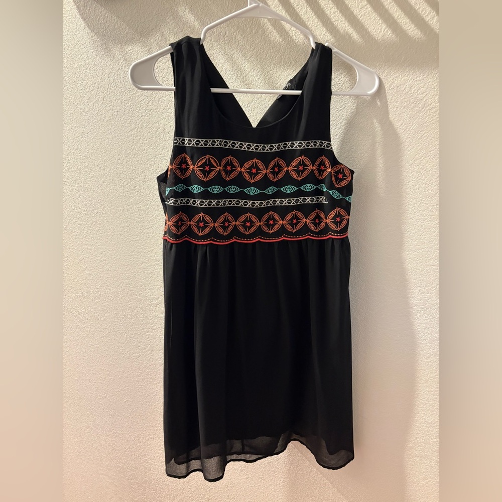 Love Reign Embellished Black and Pink Mini Sundress